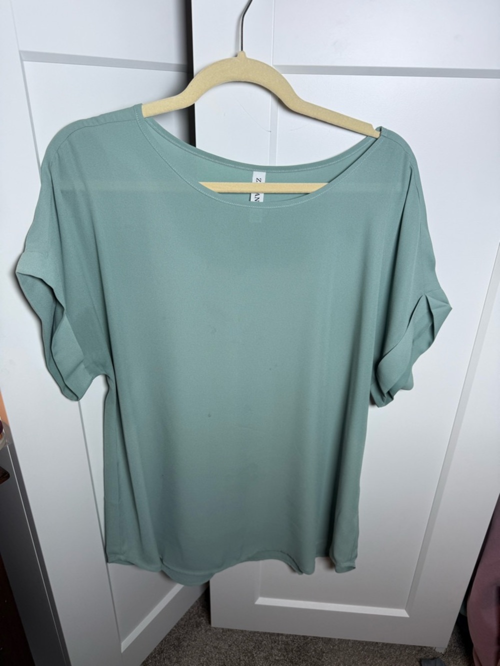 Zenana Outfitters Sage Short Sleeve Roll-Tab Top